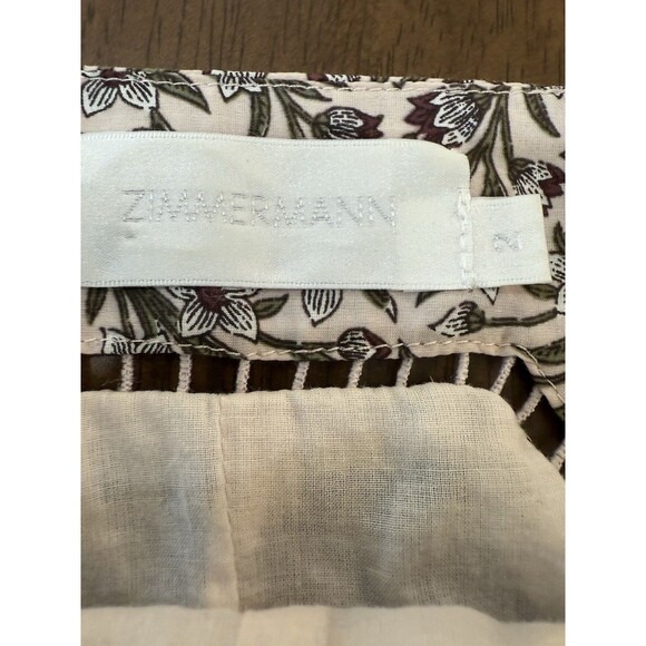 Zimmermann Henna Frippery Floral Pom Trim Halter Playsuit Taupe Silk Cotton Sz 2 - Picture 6 of 11